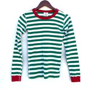 Hanna Andersson Womens Very Merry Green Stripe Christmas Pajama Top 14